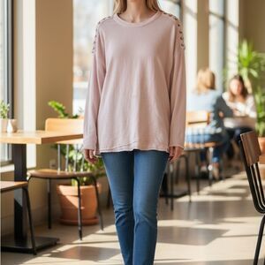 American Eagle Outfitters Light Pink Long Sleeve Tee